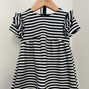 Zara Navy Stripe Ruffle Sleeve Dress